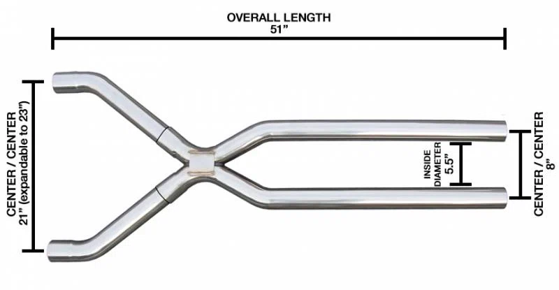 Exhaust X-Pipe Kit Intermediate Pipe 2.5 in Tunnel Crossover